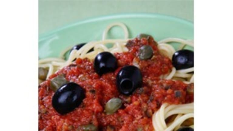 Angel Hair Pasta with Roasted Tomatoes, Olives and Capers